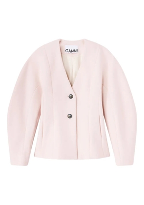 GANNI buttoned V-neck jacket - Pink