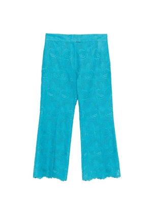 Valentino Garavani floral-embroidery trousers - Blue