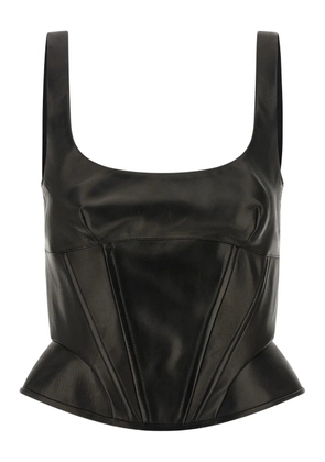 Ermanno Scervino Peplos leather bustier top - Black