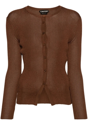 TOM FORD round-neck ribbed cardigan - Brown