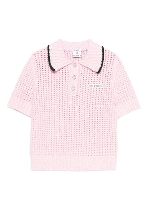Casablanca textured-knit polo top - Pink