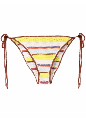 GANNI striped crochet bikini bottoms - Neutrals