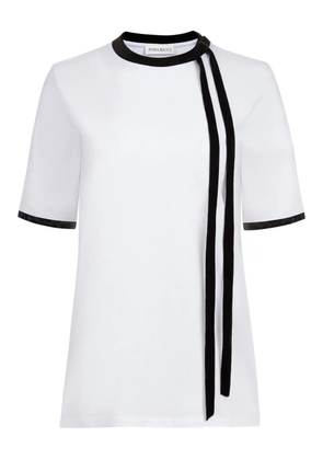 Nina Ricci velvet-trimmed bow T-shirt - White