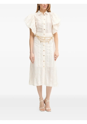 FRACOMINA ruffled buttoned midi dress - Neutrals