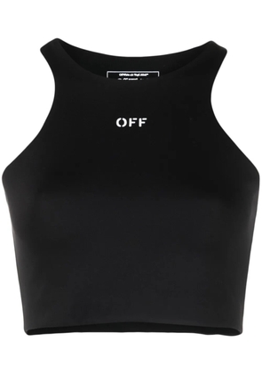 Off-White logo-print cropped tank top - Black