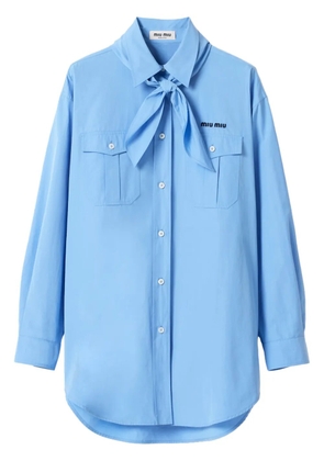 Miu Miu scarf-detail poplin shirt - Blue