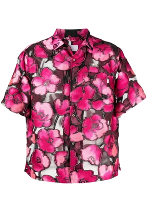 4SDESIGNS floral-print short-sleeve shirt - Black