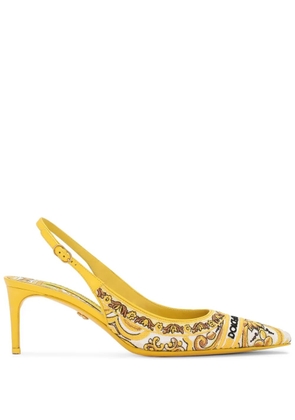 Dolce & Gabbana Majolica-embroidery 60mm pumps - Yellow