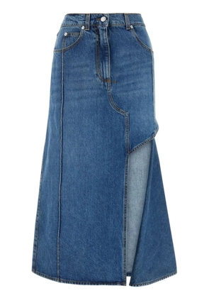 Alexander McQueen Slashed denim midi skirt - Blue