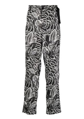 4SDESIGNS slim-cut floral-print trousers - Black