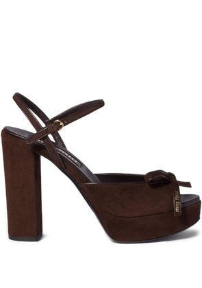 Miu Miu bow-detail block-heel sandals - Brown