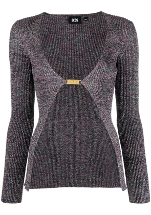 GCDS glittered V-neck cardigan - Grey