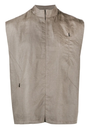 Robyn Lynch band-collar zip-up gilet - Brown