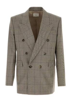 Saint Laurent double-breasted checked blazer - Neutrals