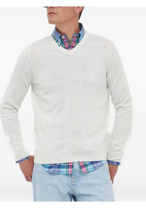 BOSS V-neck embroidered-logo sweater - White