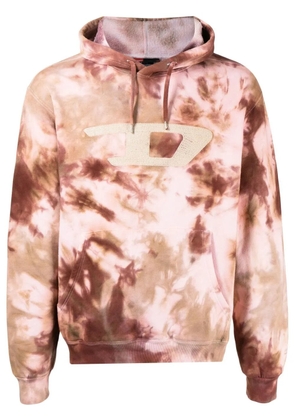 Stain Shade logo tie-dye hoodie - Brown