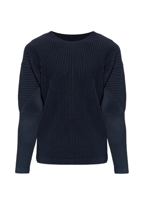 Homme Plissé Issey Miyake long-sleeved pleated T-shirt - Blue