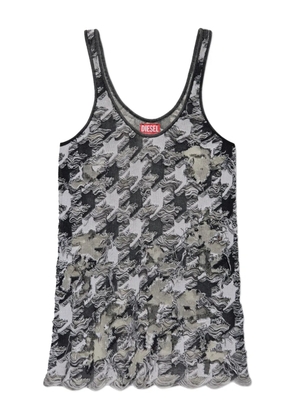 Diesel M-Signe frayed houndstooth mini dress - Grey