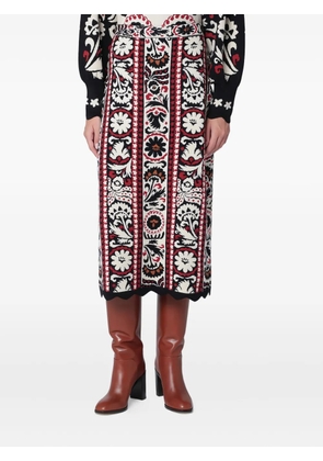 FARM Rio Tapestry straight skirt - Red