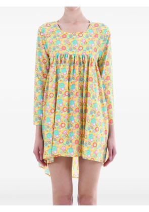 Jeremy Scott floral-print mini dress - Yellow