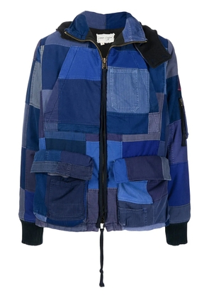 Greg Lauren patchwork-design coat - Blue