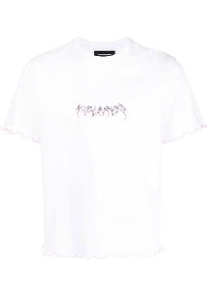 Palmer logo-print fluted-hem T-shirt - White