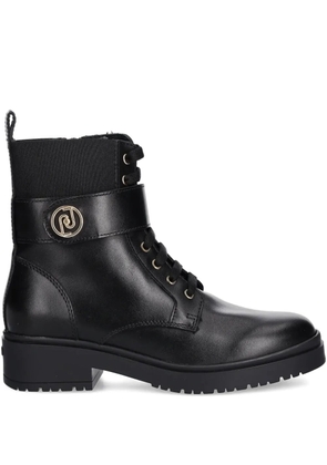LIU JO logo-appliqué combat boots - Black