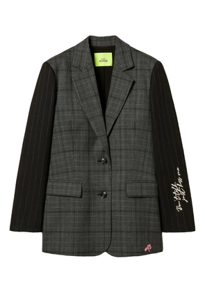 TWINSET checked-pattern embroidered-sleeve blazer - Grey