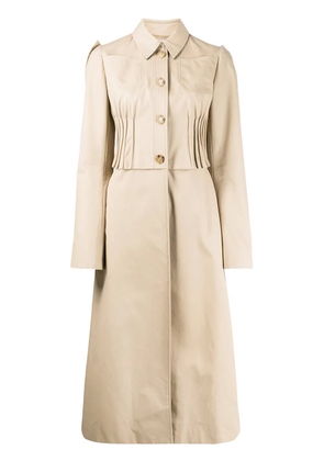 Nina Ricci pleated detail flared single-breasted coat - Neutrals