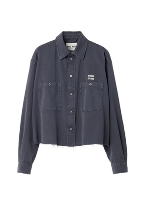 Miu Miu patch-pocket logo-embroidered shirt - Blue