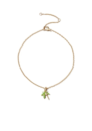 Yvonne Léon 9kt yellow gold palm tree diamond charm anklet