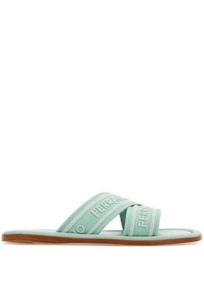 Ferragamo logo-print round-toe slides - Green