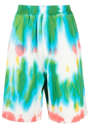 DSQUARED2 tie dye-print cotton track shorts - Green