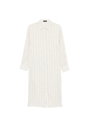 Eleh striped-pattern chest-pocket midi shirt dress - Neutrals