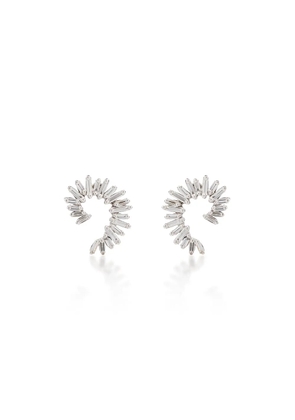 Suzanne Kalan 18kt white gold diamond baguette spiral earrings - Silver