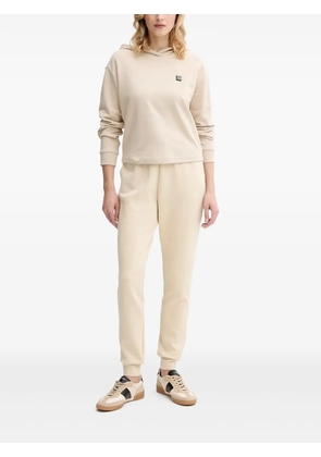 Armani Exchange logo-plaque drawstring hoodie - Neutrals