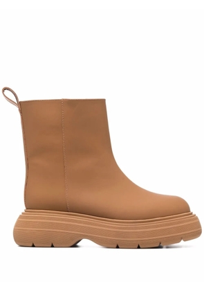 GIABORGHINI chunky sole leather ankle boots - Brown