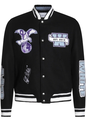 Off-White logo-patch bomber jacket - Black