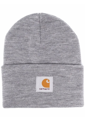 Carhartt WIP logo patch knitted beanie - Grey