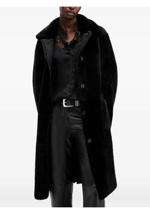 AllSaints Serra buttoned leather coat - Black