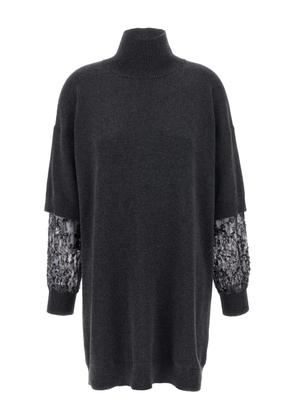 Brunello Cucinelli sequin-embellished high-neck mini dress - Grey