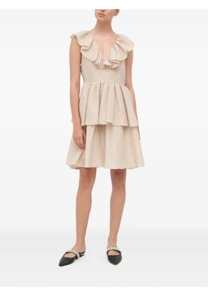 Custommade frill-detail cotton-blend mini dress - Neutrals