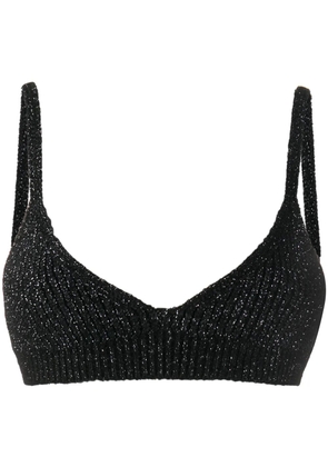 Alanui ribbed knit cropped top - Metallic