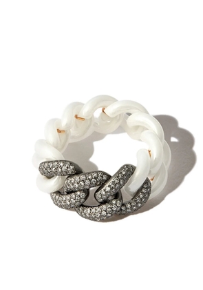 SHAY 18K black gold curb-link diamond ring