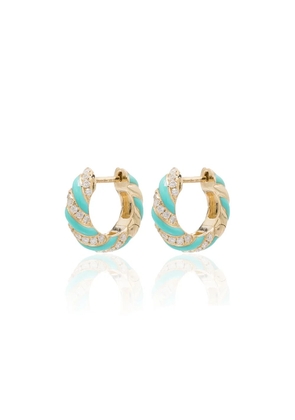 Yvonne Léon 9kt yellow gold diamond and enamel hoop earrings