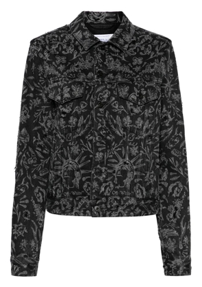Off-White Tattoo distressed denim jacket - Black