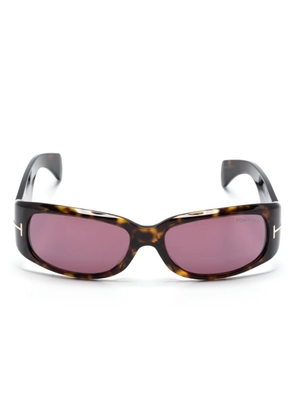 TOM FORD Eyewear tortoiseshell-effect rectangle-frame sunglasses - Brown