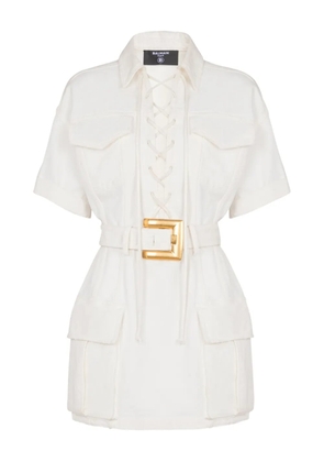 Balmain canvas mini dress - White