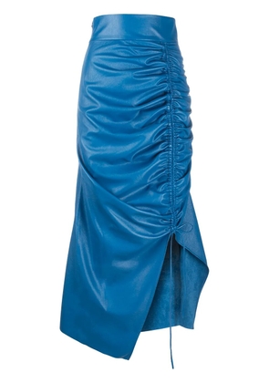 Materiel ruched asymmetric skirt - Blue