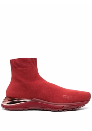 Ferragamo knitted high-top sock sneakers - Red